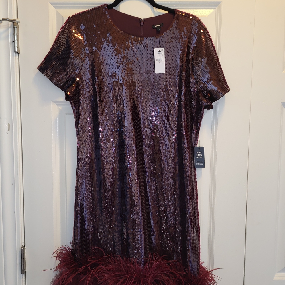 Express Sequin Midi Dress in Purple